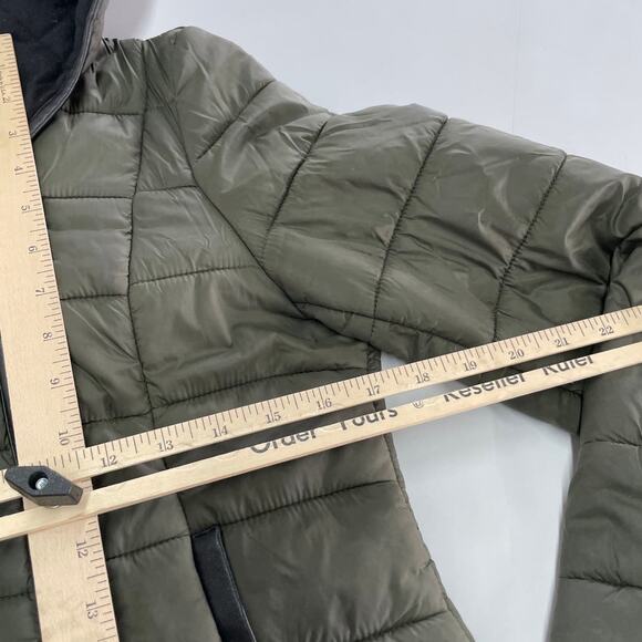 Sam Edelman Coat Women Small Green Quilted Puffer Asymmetrical Zip Hooded Jacket - Picture 6 of 7